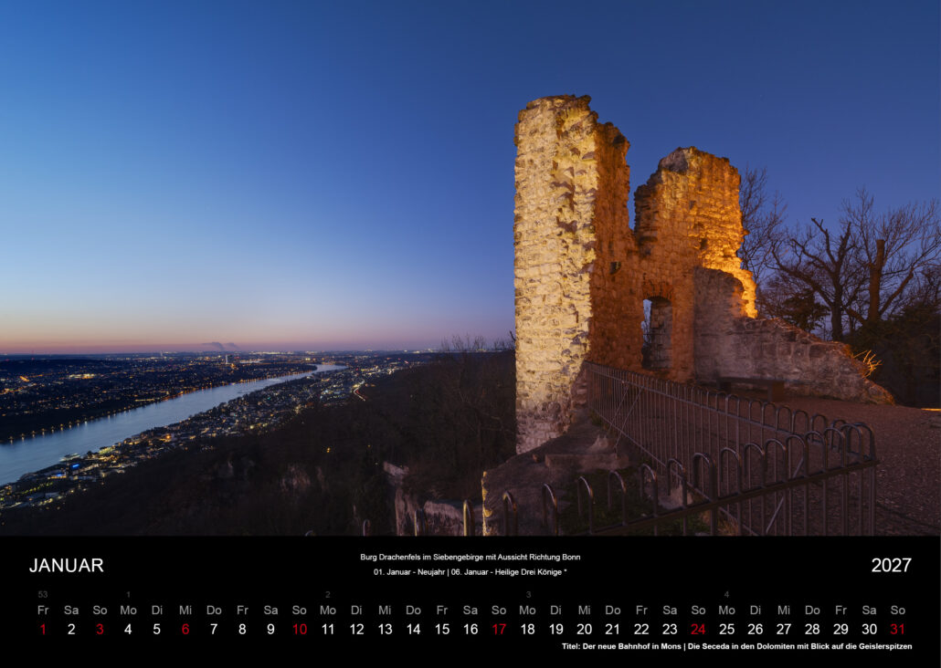 Burg Drachenfels im Siebengebirge mit Aussicht Richtung Bonn
