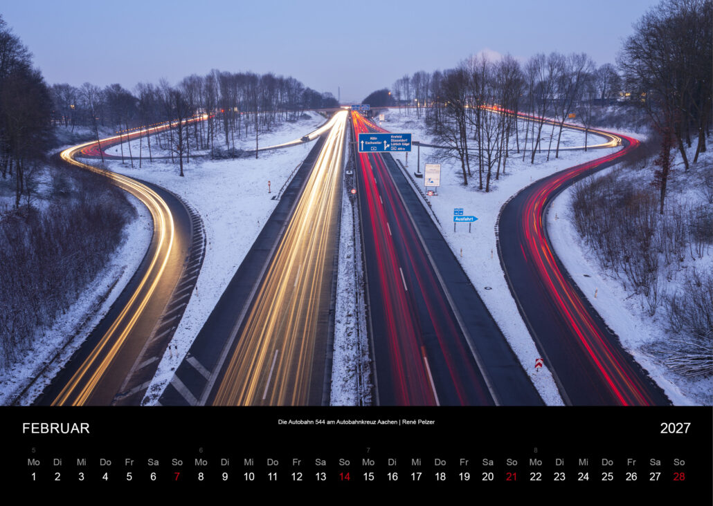 Die Autobahn 544 am Autobahnkreuz Aachen
