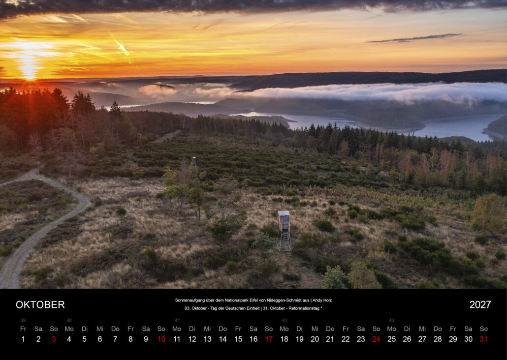 Sonnenaufgang über dem Nationalpark Eifel von Nideggen-Schmidt aus